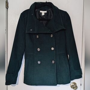 H&M Dark Teal Double-Breasted Peacoat